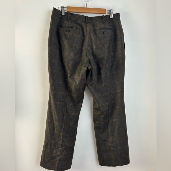 Brooks Brothers brown plaid 100% wool fully lined trousers petite size 10P - Picture 2 of 7
